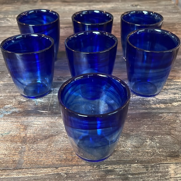 BLUE GLASS drinking glasses - Picture 1 of 4